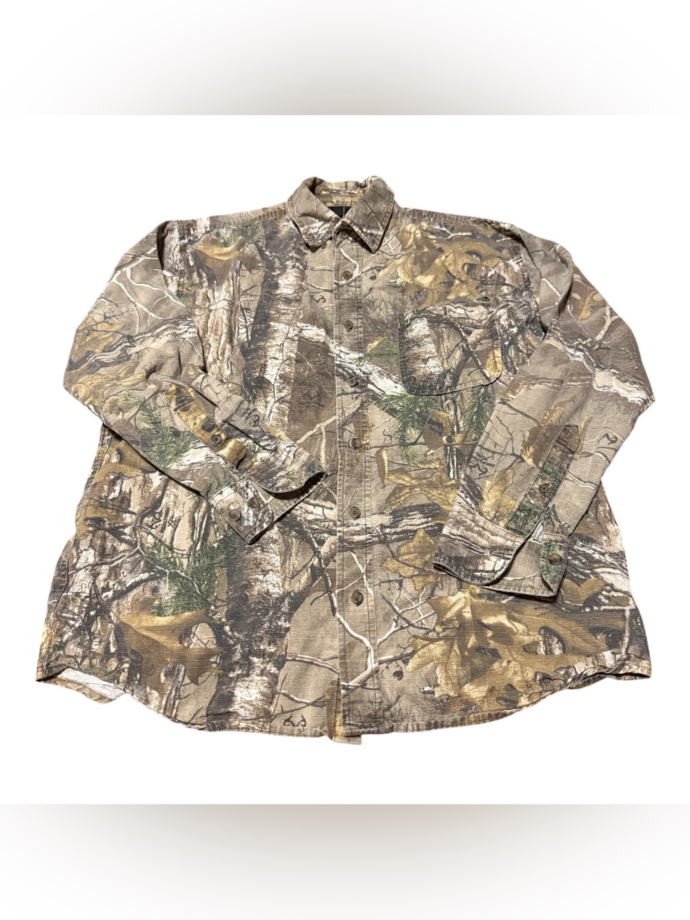 Bushmaster Shirt Mens Large Brown Camo Cotton Ripstop Long Sleeve Hunting Mens